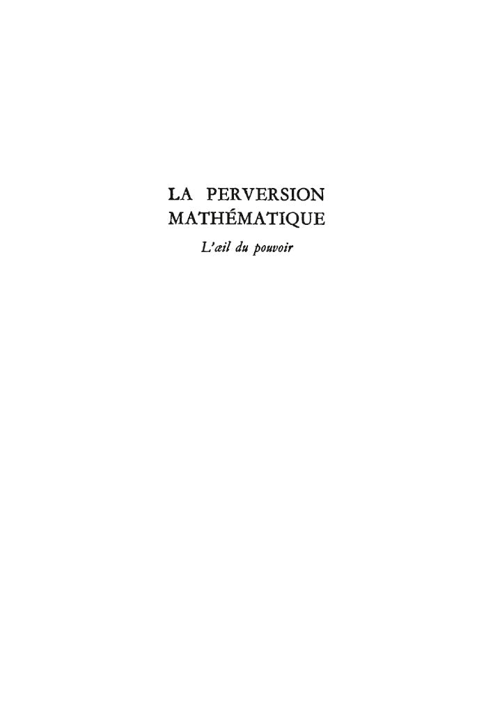 La perversion mathématique