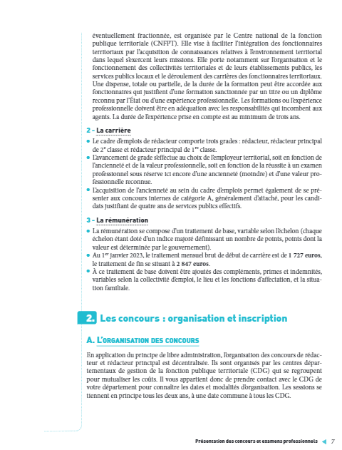 Rédacteur territorial et Rédacteur principal 2023/2024