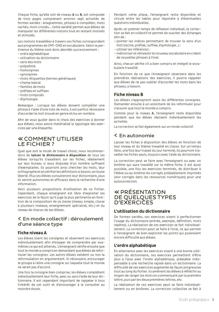 Aider l'élève à enrichir son vocabulaire