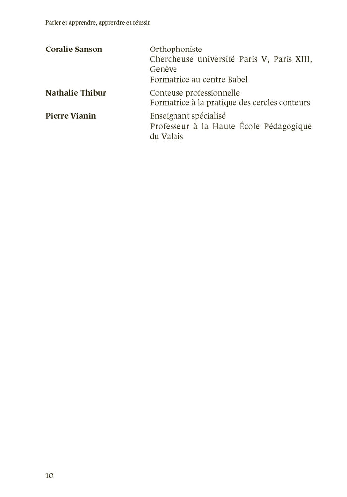 Parler et apprendre, apprendre et réussir