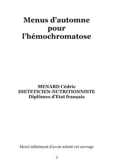 Menus d'automne pour l'hémochromatose