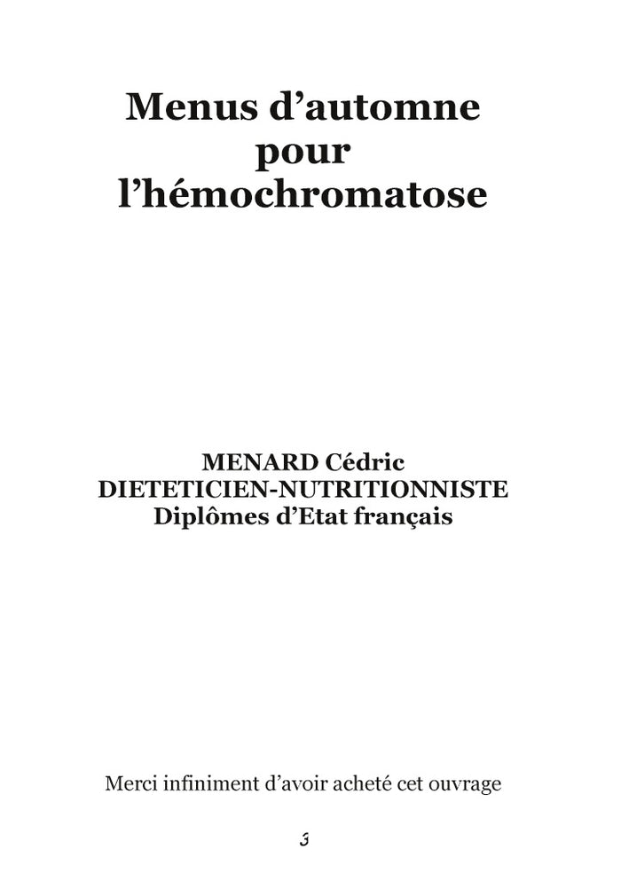 Menus d'automne pour l'hémochromatose