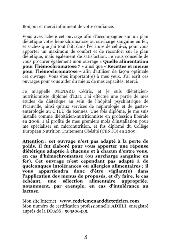 Menus d'automne pour l'hémochromatose