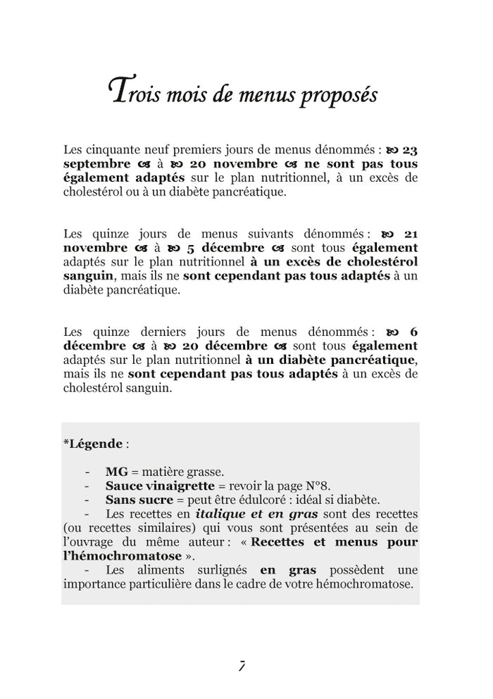 Menus d'automne pour l'hémochromatose