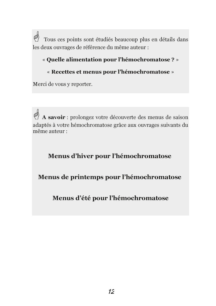 Menus d'automne pour l'hémochromatose