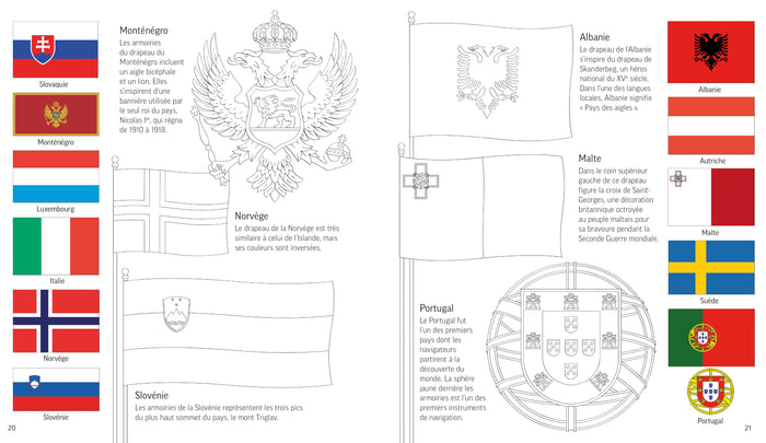 Drapeaux du monde à colorier