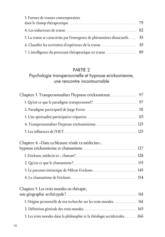 L'hypnose ericksonienne transpersonnelle - Théorie et pratique