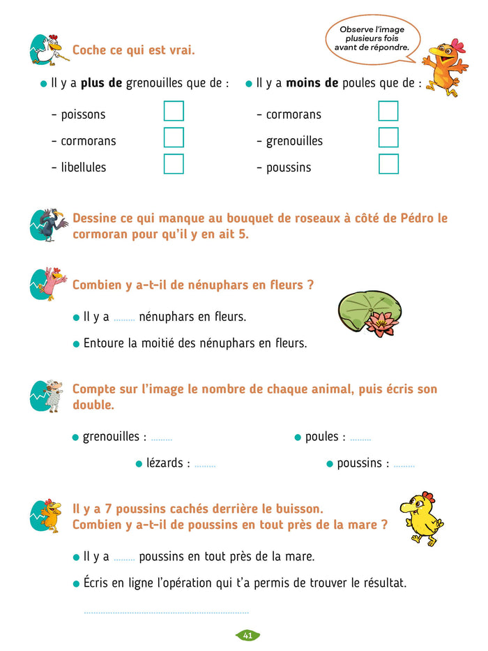 Cocorico je sais lire... et compter ! Cahier de calcul avec les P'tites Poules GS CP