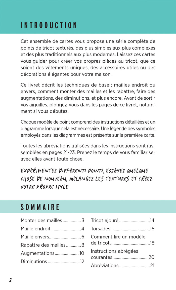 Points de tricots - 52 cartes pour apprendre les textures au tricot