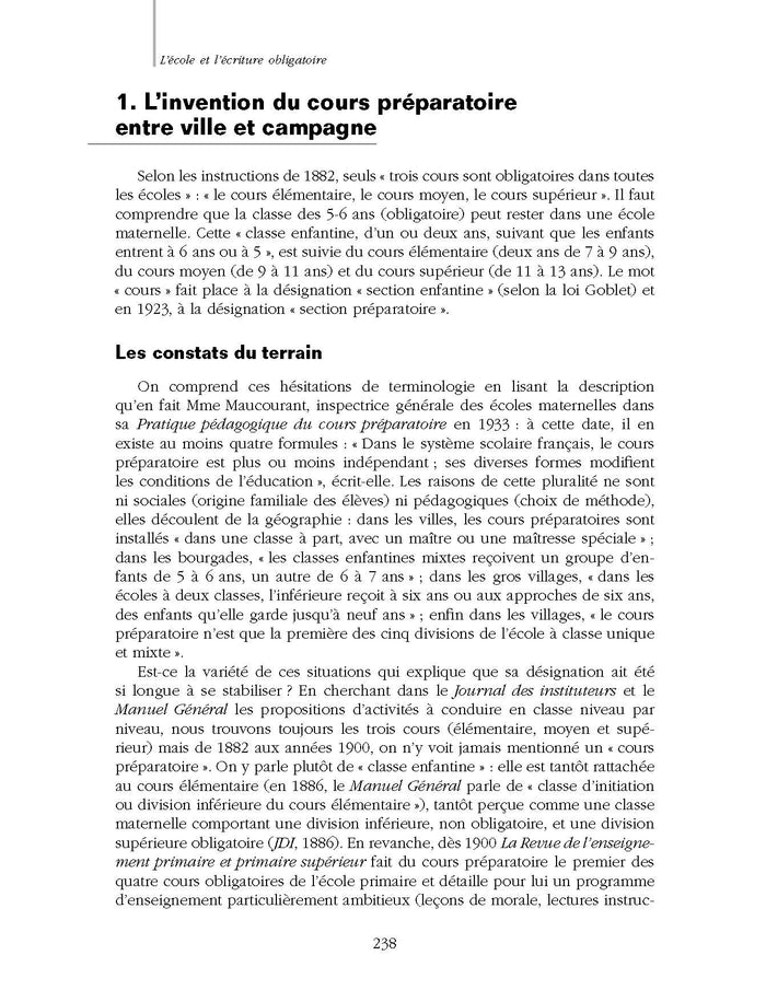 L'école et l'écriture obligatoire