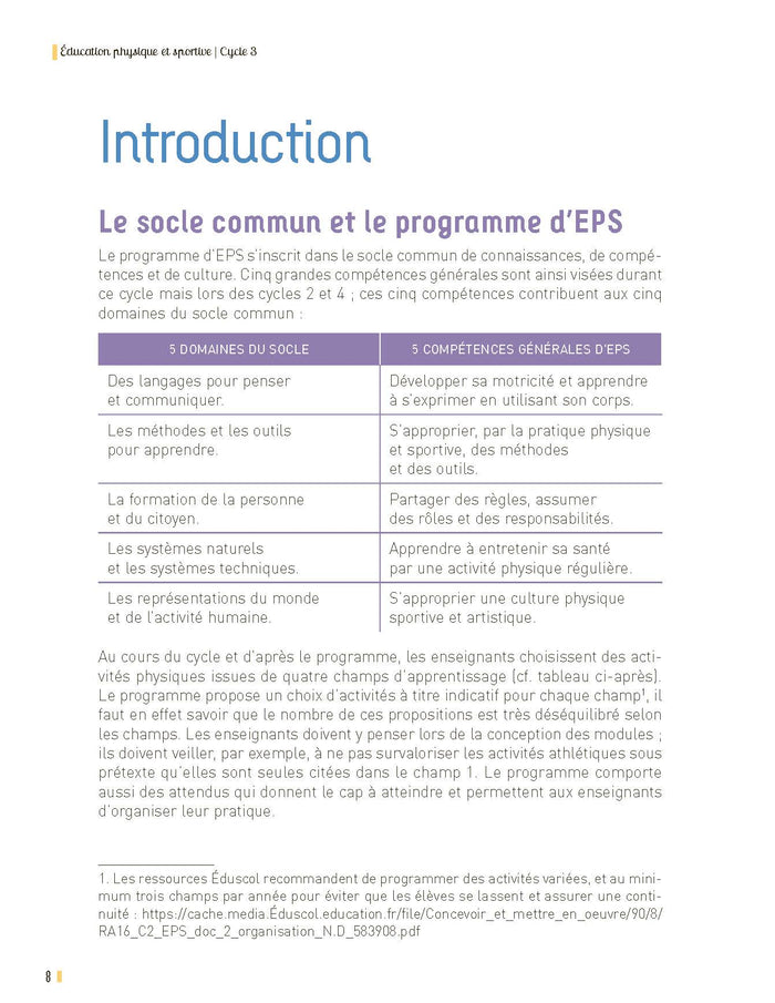 L'EPS au cycle 3 + Ressources numériques