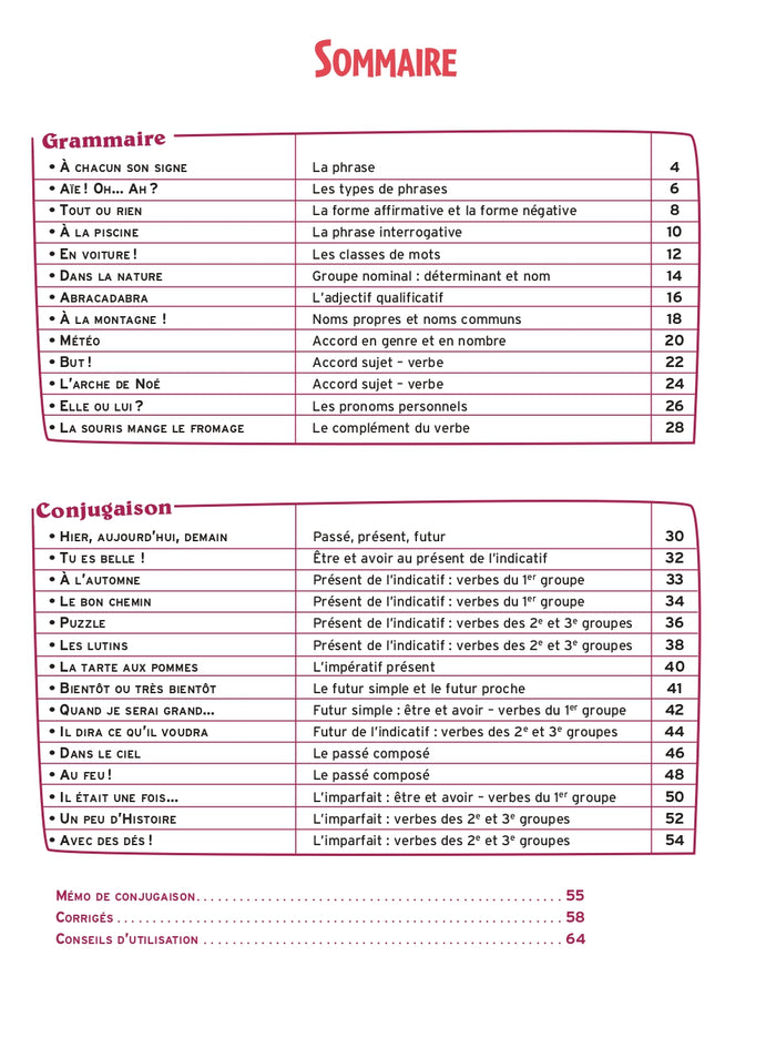 Des jeux pour s'entrainer en grammaire et en conjugaison 8-9 ans