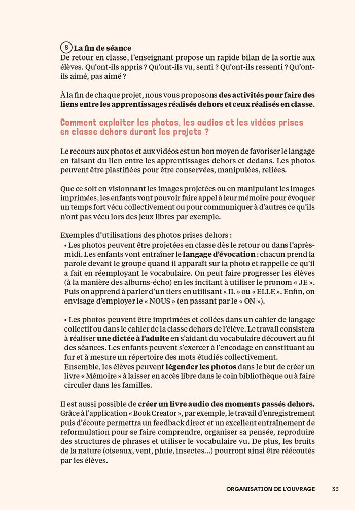 Faire classe dehors Maternelle - 15 p'tits défis et 10 projets