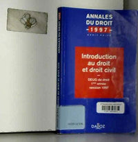 Introduction au droit et droit civil: DEUG de droit 1ère année, session 199