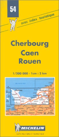 Carte routière : Cherbourg - Caen - Rouen, 54, 1/200000
