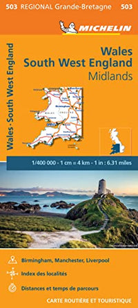 Carte Régionale Angleterre Sud-Ouest, Pays de Galles, Midlands