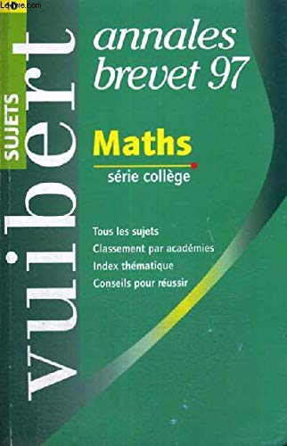 Brevet : mathématiques, série collège, sujet seul, 1997
