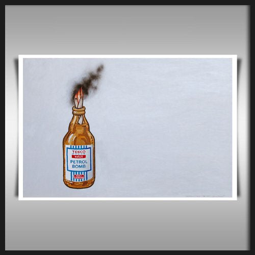 BANKSY TESCO VALUE PETROL BOMB ART IMPRIMƒ SUR 280GSM ARTISTE QUALITƒ 90X60CMS A1 SATIN DE PAPIER