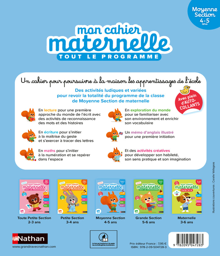 Mon cahier maternelle Moyenne Section 4-5 ans