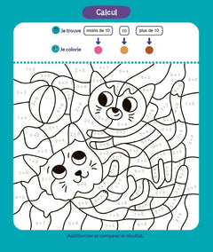 Coloriages malins: Les chatons - Lecture et calcul CP