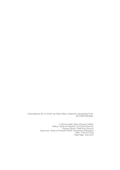 La Torah (édition revue et corrigée, précédée d'une introduction et de conseils de lecture de Zadoc Kahn)