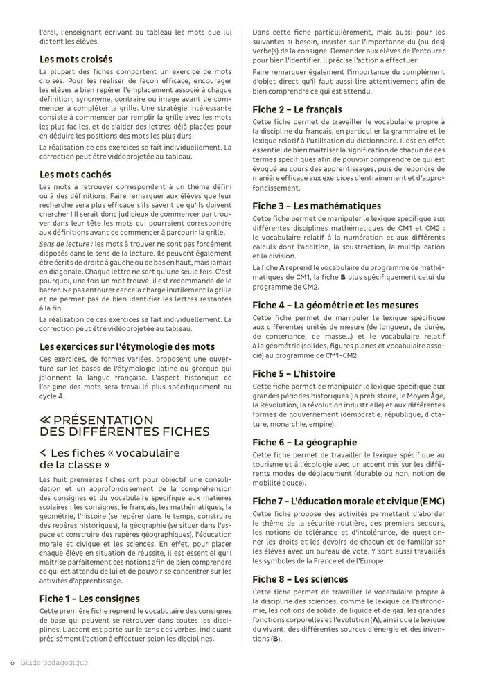 Aider l'élève à enrichir son vocabulaire