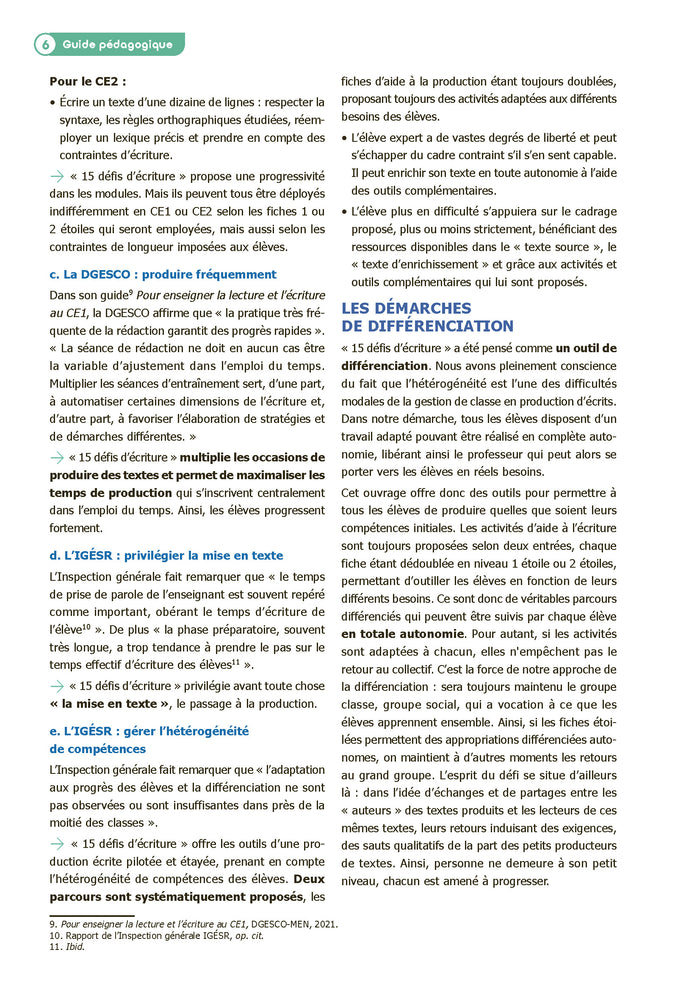 15 défis d'écriture CE1-CE2