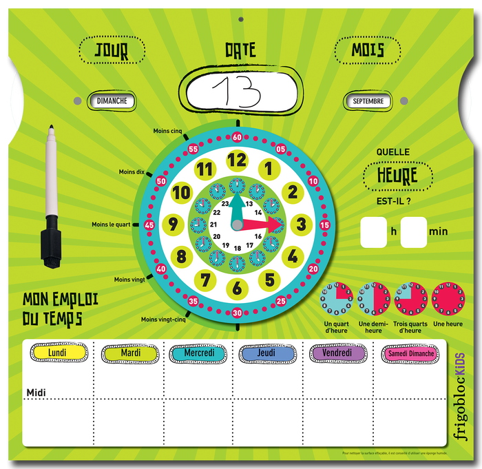 Mon calendrier horloge - Lire l'heure