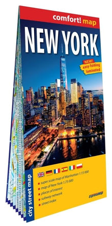 New York 1/75.000, 1/15.000 (carte grand format laminée - plan de ville)