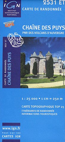 Carte de randonnée : Chaîne des Puys