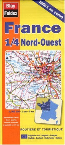 Carte routière : France 1/4 Nord-Ouest (avec index au verso et légende en 5 langues)
