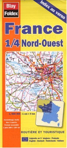 Carte routière : France 1/4 Nord-Ouest (avec index au verso et légende en 5 langues)