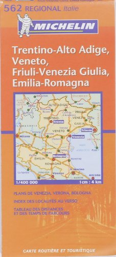Carte routière : Veneto, Trentino Alto Adige, Friuli Venezia Giulia, Emilia Romagna, N° 11562 (en italien)