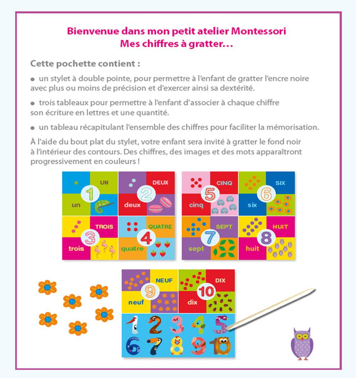 Mes petits ateliers Montessori Mes chiffres à gratter