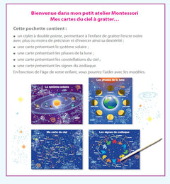 Mes petits ateliers Montessori - Mes cartes du ciel à gratter