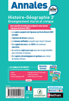 Annales Brevet Histoire Géographie Enseignement Moral et Civique 2026 - Corrigé