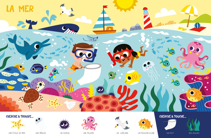 Le Cherche et Touche de mes 2 ans : la nature – Un grand cherche-et-trouve avec des matières à toucher – Dès 2 ans