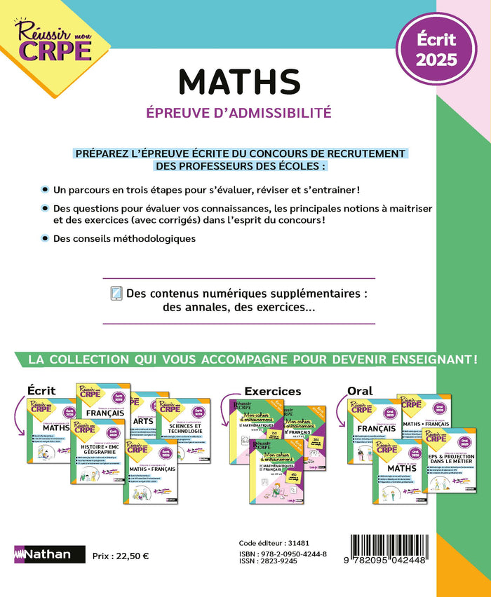 CRPE écrit Maths -admissibilité - nouveau concours 2025
