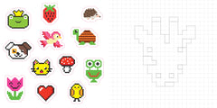 Coloriages pixels - avec des autocollants