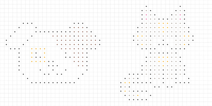 Coloriages pixels - avec des autocollants