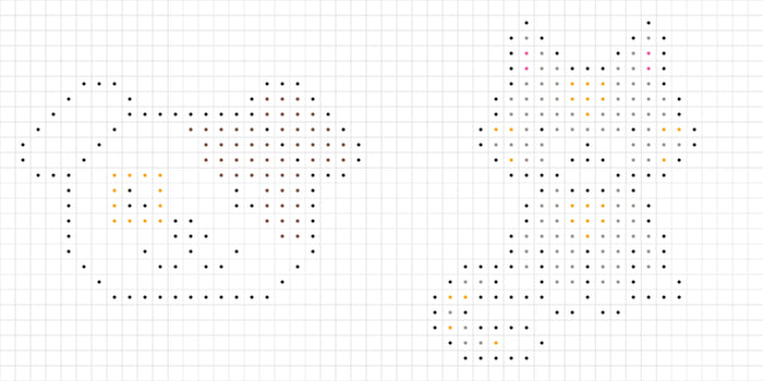 Coloriages pixels - avec des autocollants