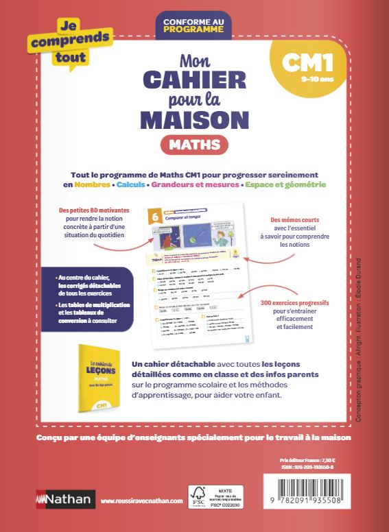 Mon cahier pour la maison - Mathématiques CM1