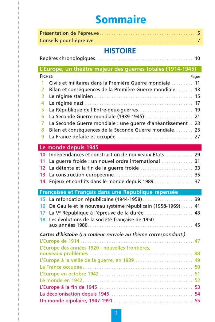 Objectif Brevet Fiches Histoire-Géographie-Enseignement moral et civique