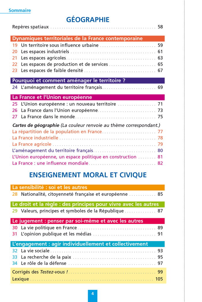 Objectif Brevet Fiches Histoire-Géographie-Enseignement moral et civique