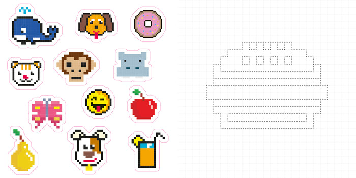 Coloriages pixels - avec des autocollants
