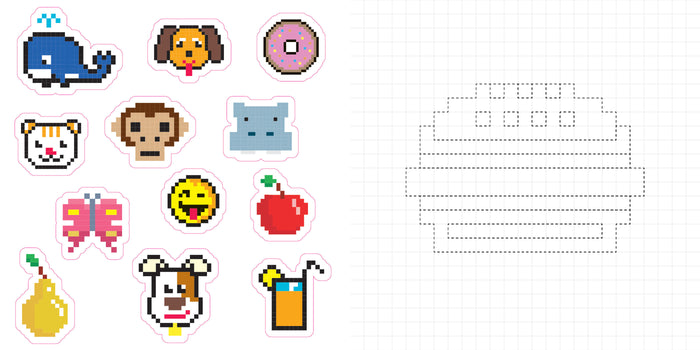 Coloriages pixels - avec des autocollants