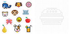 Coloriages pixels - avec des autocollants