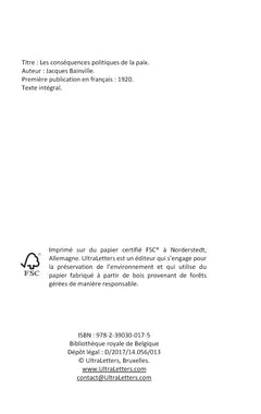 Les conséquences politiques de la paix