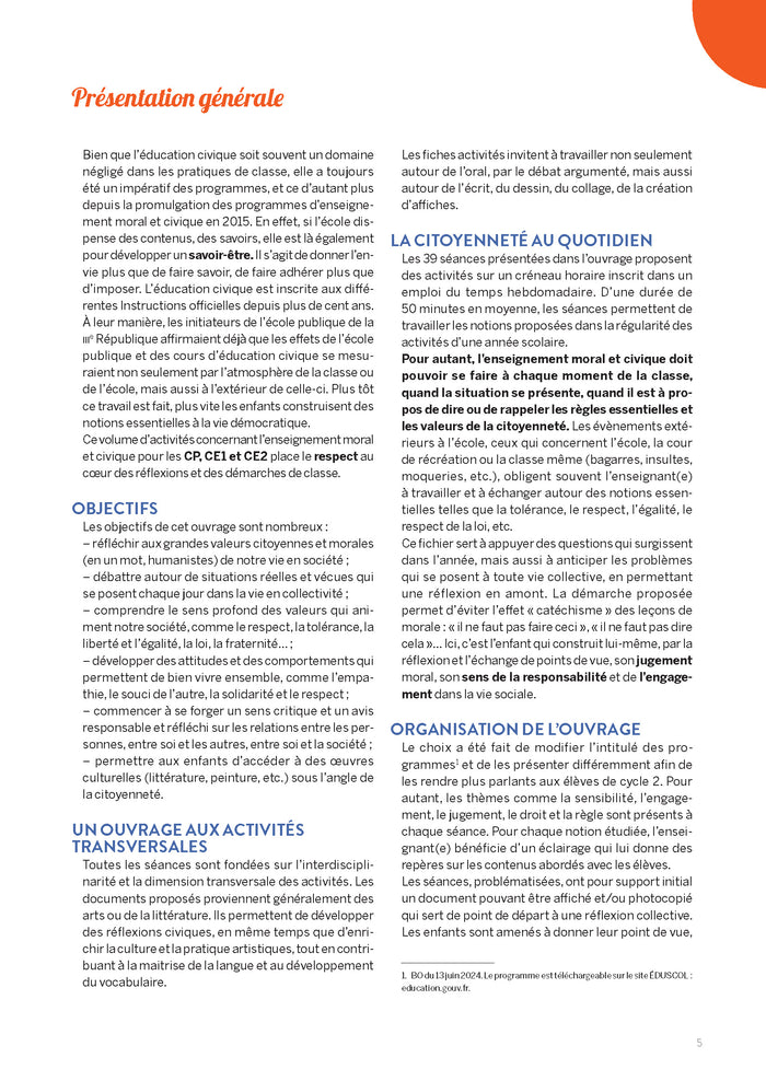 Enseignement moral et civique cycle 2 + ressources numériques