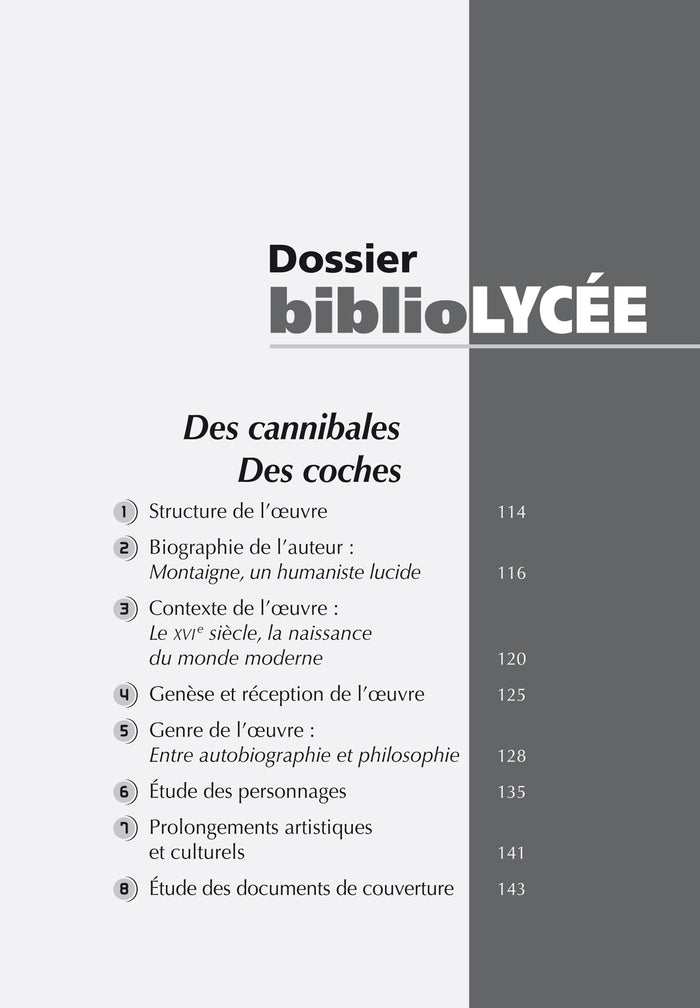 BiblioLycée - Des cannibales / Des coches, Montaigne